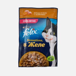 Корм Феликс Сенсейшнс курица/морковь в желе пауч 75г