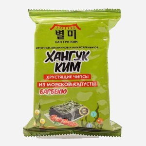 Чипсы Хангук Ким Барбекю хрустящие из морской капусты 5г
