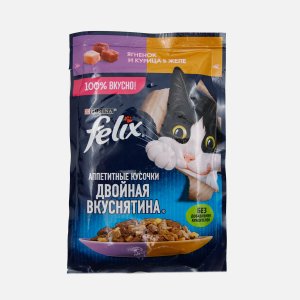 Корм Феликс Двойная Вкуснятина ягненок/курица в желе пауч 75г