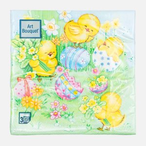 Салфетки Арт Букет Пасхальные игры бум 33*33 3сл 20 лист