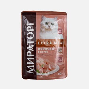 Корм Мираторг Экстра Мит для стерилизованных кошек Курочка в соусе пауч 80г