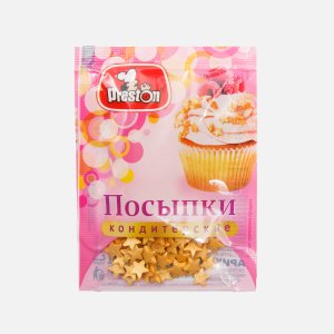 Посыпки Престон Звезды золотые кондитерские декоративные 7г