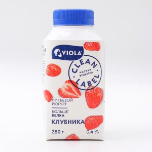 Йогурт Виола Клин Лейбл Клубника питьевой 0.4% 280г