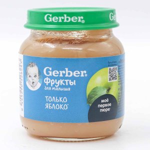 Пюре Гербер Яблоко обощ витам С с 4мес ст/б 125г