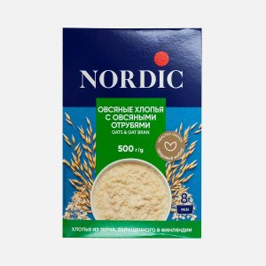 Хлопья Нордик овсяные с овсяными отрубями к/к 500г