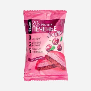 Печенье Ёбатон Черешня/суфле 20% протеина в ягодной глазури 50г