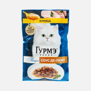 Корм Гурмэ Перл де-Люкс Курица в соусе пауч 75г