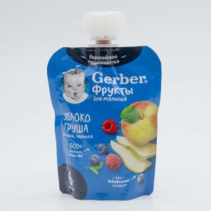 Пюре Гербер Яблоко/груша малина/черника с 6мес 90г