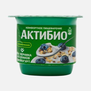Биойогурт АктиБио Лён/Черника и 5 злаков обогащен 3% пл/ст 130г