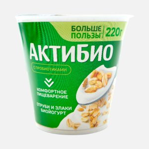 Биойогурт АктиБио Отруби и Злаки обогащенный 2.9% пл/ст 220г