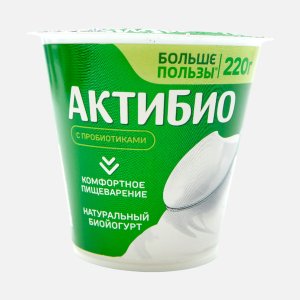 Биойогурт АктиБио натуральный обогащенный 3.5% пл/ст 220г