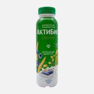 Биойогурт АктиБио Черника, Злаки, Лён обогащенный 1.6% пл/б 260г