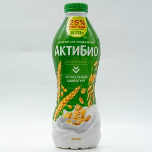 Биойогурт АктиБио Злаки обогащенный 1.6% пл/б 870г