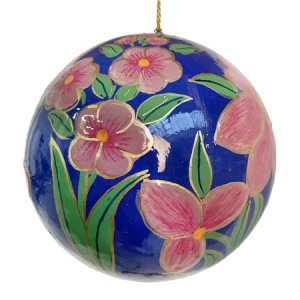 Украшение елочШишиШар синий с розов цветами 11см бумага 62156