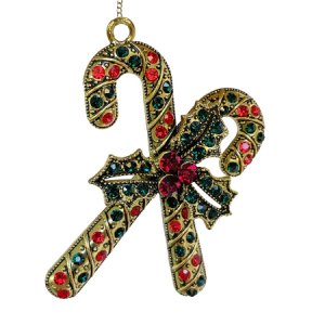 Украшение елочШишиЛеденцы со страз золото-зелено-красный 8см металл