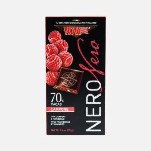 Шоколад Нови Неро горький с малиной и миндалем 75г