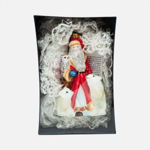 Фигурка Дед Мороз с совой и белыми медведями 13х1х16см стекло 4886К00