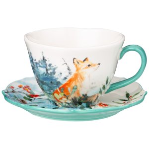 Чайная пара Лефард 200мл Лесная сказка Лиса фарфор 15х15х8см409-200