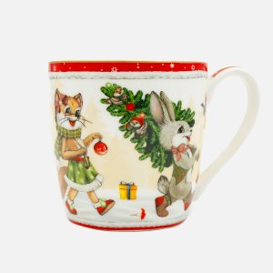 Кружка Лефард 250мл С Новым годом красная фарфор 11х9х9см 85-1930