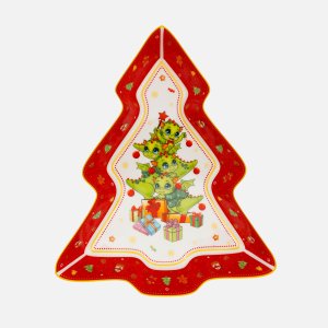 Блюдо Лефард С Новым годом в форме Елки крас 25х21х4см фарфор 85-1969