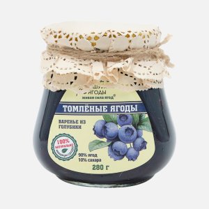 Варенье Экоферма Шуйские ягоды Томленые из голубики ст/б 280г
