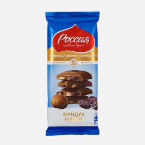 Шоколад Россия Щедрая душа молочный фундук/изюм 82г
