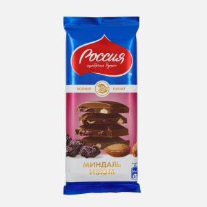 Шоколад Россия Щедрая душа молочный миндаль/изюм 82г