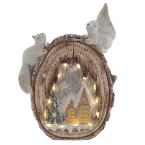 Фигурка декоративная Белочки подсвет L34 W10 H48см магнезия