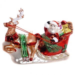 Украшение елочное Сани Санты L14,5 W6,5 H11см стекло 719564