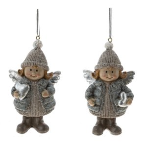 Украшение елочное Ангел подвесная L5 W4 H9см 2в полимер 791885