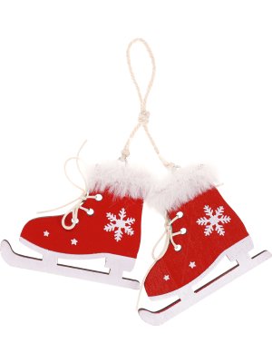 Украшение елочное деревян подвеска Праздничные коньки 8*6,5см пластик