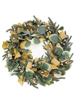 Украшение Новогод Новогод венок Рождественский вечер 40см беж ПВХ