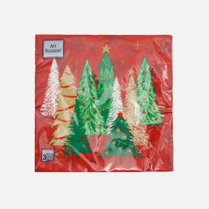 Салфетки Арт букет Ели на красном 33*33 3сл 20 лист