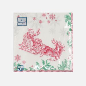 Салфетки Арт букет Упряжка с оленем 33*33 3сл 20 лист