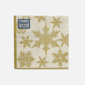 Салфетки Букет де люкс Снегопад золото 24*24 3сл 25 лист