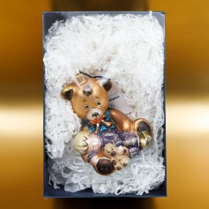 Фигурка Плюшевый Мишка со спящим мальчиком 16х16х8см стекло 2613К04