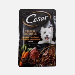 Корм Цезарь Индейка/зел горошек и морковь в желе пауч 80г