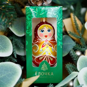 Украшение елочное Матрешка Ажурная Н 82мм стекло С2355