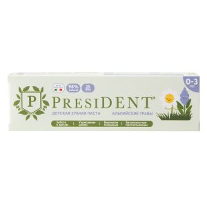 Зубная паста Президент Альпийские травы детская 0-3 32г