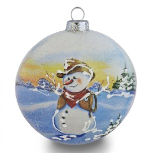 Украшен елочМедальонВоспоминания из детства Снеговик 9см стек