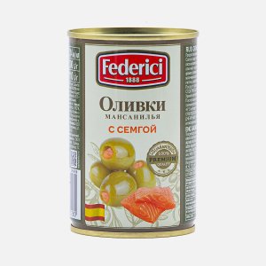 Оливки Федеричи с семгой ж/б/кл 300г