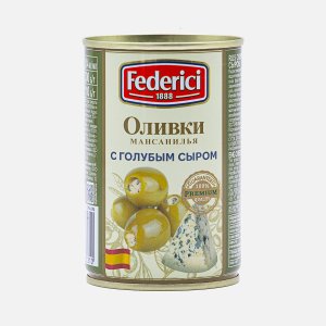 Оливки Федеричи с голубым сыром ж/б/кл 300г