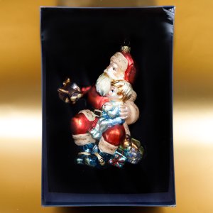 Фигурка Санта с самолетиком 12х9х2 стекло 4506К19