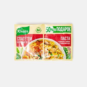 Смесь На второе Кнорр Спагетти Болоньезе 25г/Паста с курицей и грибами в сливочном соусе 24г 49г