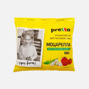 Сыр Претто Моцарелла Чильеджина в воде 45% пл/пак 180г