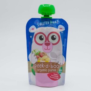 Пюре Пик-а-бу яблоко/банан/клубника и овс мука органич с 6мес д/п 100г