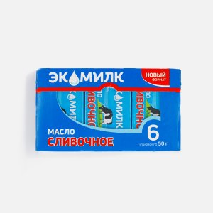 Масло Экомилк Традиционное сладко-сливочное несоленое 82.5% к/к 6*50г