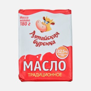 Масло Алтайская Буренка Традиционное сладко-сливочное в/с 82.5% фольга 180г