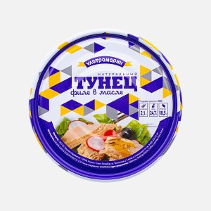 Тунец Ультрамарин полосатый филе в масле ж/б/кл 185г