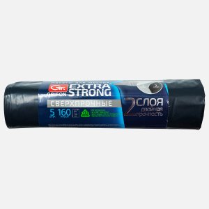 Пакеты д/мусора Грифон двухслойные 160л 80х110см 5шт в рул 101-505